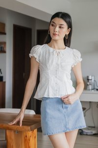 Dandelion Eyelet Ribbon Top In White