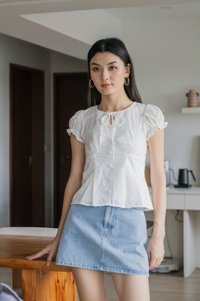 Dandelion Eyelet Ribbon Top In White