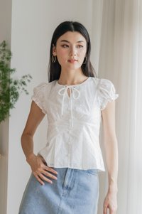 Dandelion Eyelet Ribbon Top In White