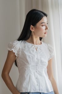 Dandelion Eyelet Ribbon Top In White