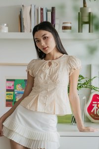 Dandelion Eyelet Ribbon Top In Cream