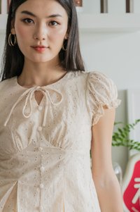 Dandelion Eyelet Ribbon Top In Cream