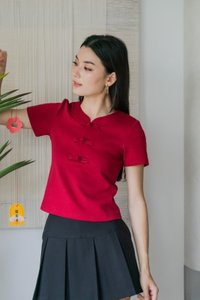 Jade Cotton Qipao Top In Red