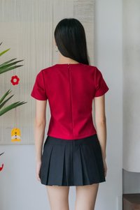 Jade Cotton Qipao Top In Red