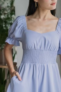 Sonya Smocked Waist Romper In Powder Blue