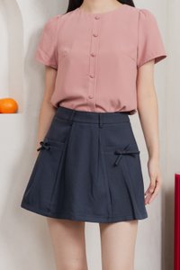 Quaint Coquette Pleated Skort In Navy