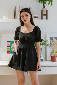Sonya Smocked Waist Romper In Black
