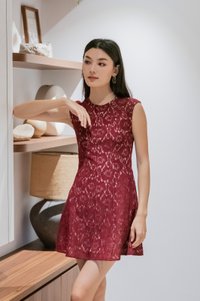 Jubilee Lace Panelled Dress In Wine