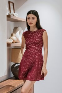 Jubilee Lace Panelled Dress In Wine