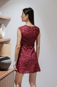 Jubilee Lace Panelled Dress In Wine