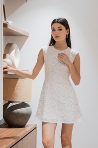 Jubilee Lace Panelled Dress In White