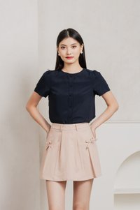 Quaint Coquette Pleated Skort In Dusty Pink