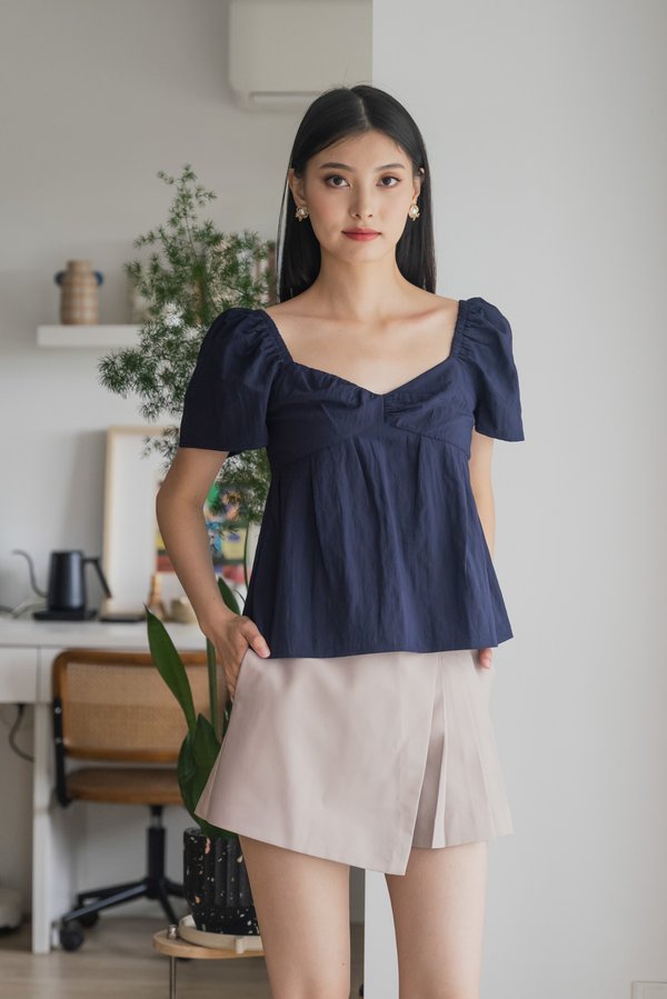 Sunset Babydoll Top In Navy