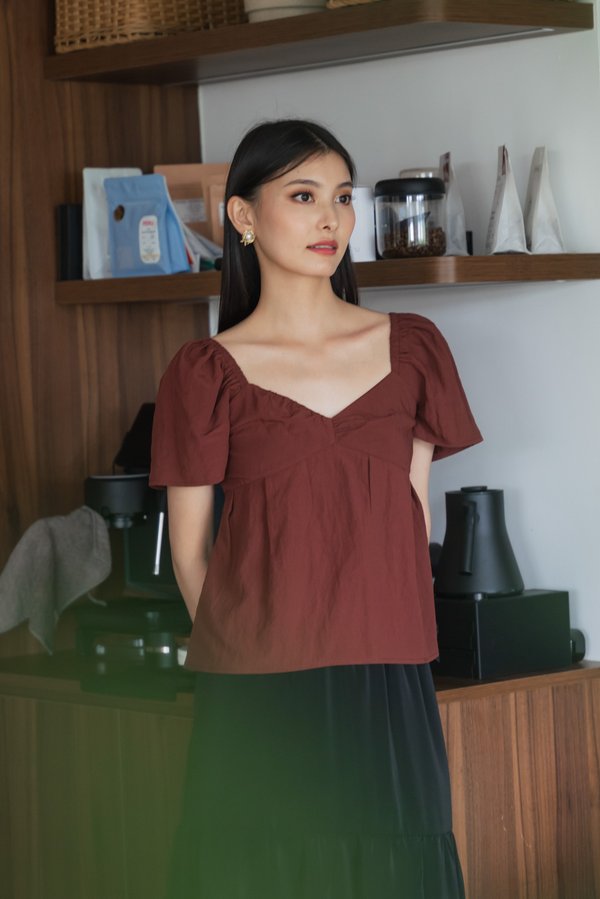 Sunset Babydoll Top In Rust