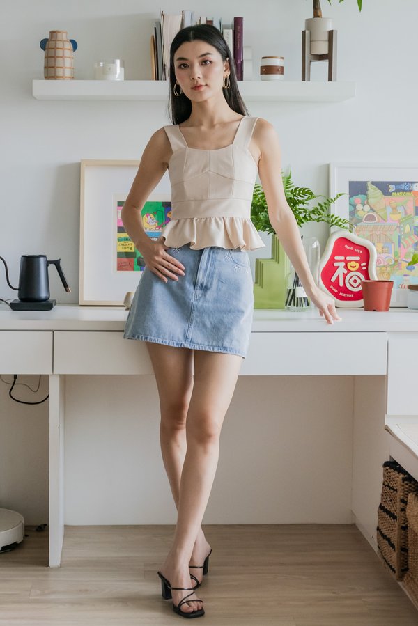 Clarine Panelled Top In Sand