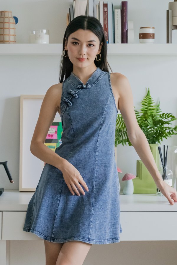 Casell Denim Cheongsam Dress