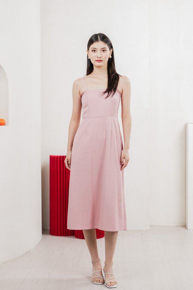 Crest Camisole Midi Dress In Pink