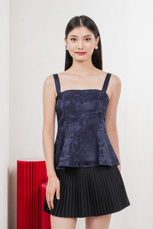 Allure Embossed Top In Navy