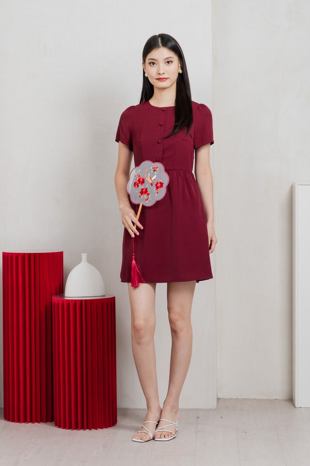 Flawless Buttons Dress In Red