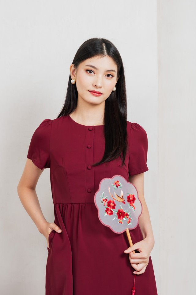 Flawless Buttons Dress In Red