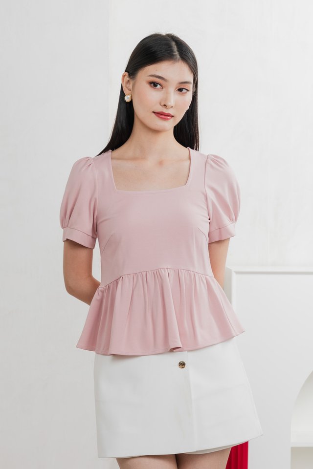 Demure Cotton Babydoll Top In Pink