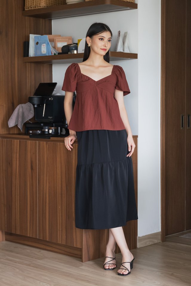 Sunset Babydoll Top In Rust