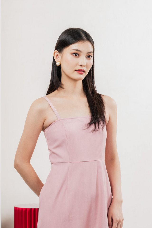 Crest Camisole Midi Dress In Pink