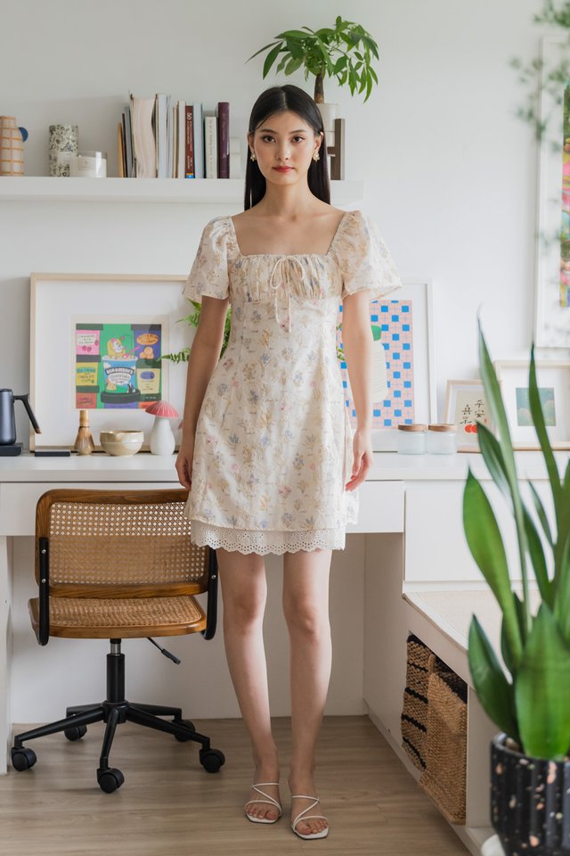 Wonder Floral Eyelet Ribbon Dress