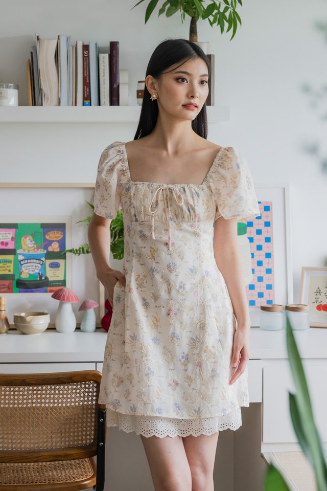 Wonder Floral Eyelet Ribbon Dress