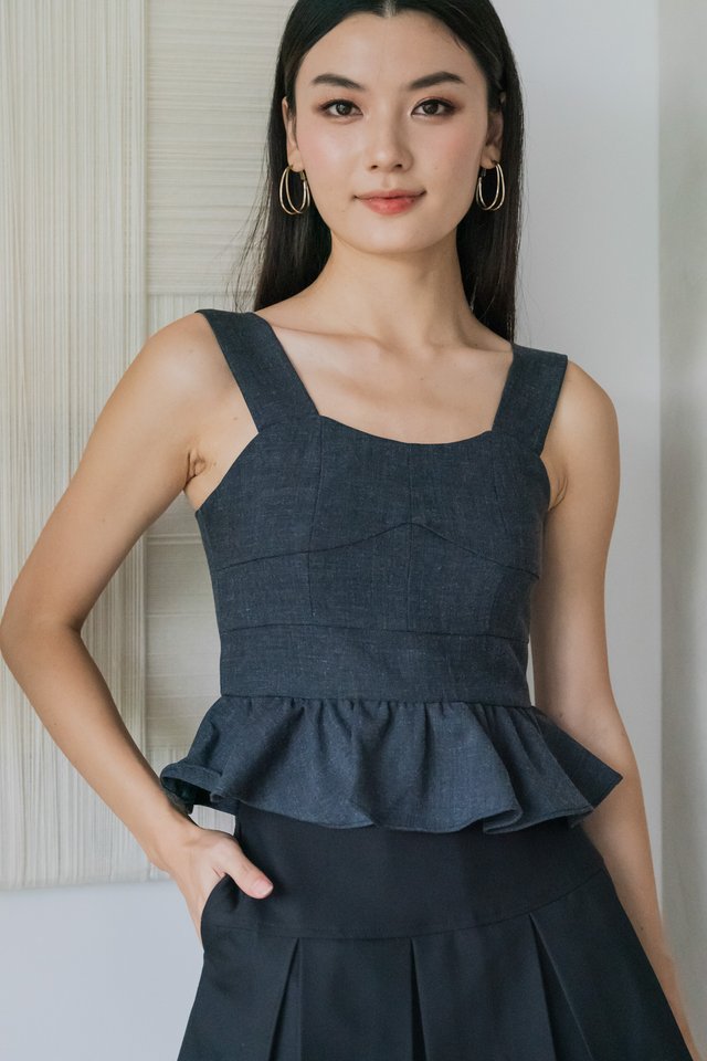 Clarine Panelled Top In Black