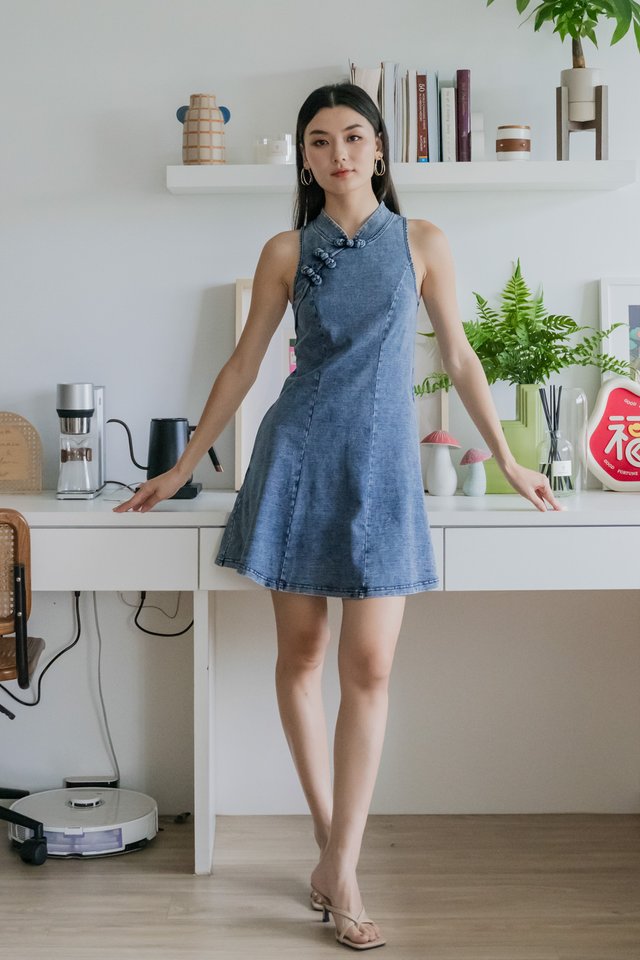 Casell Denim Cheongsam Dress