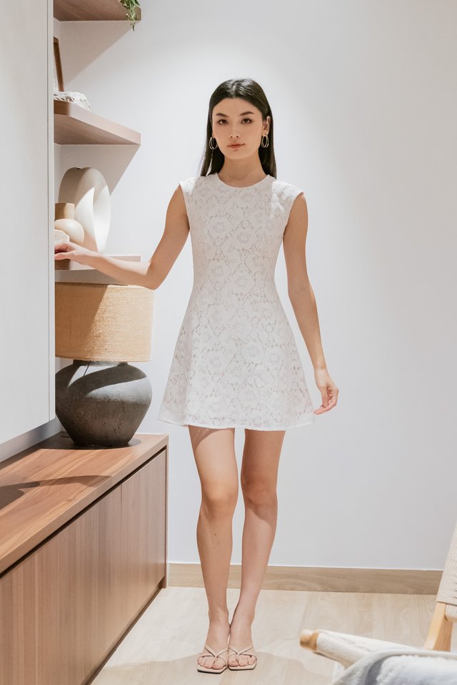 Jubilee Lace Panelled Dress In White