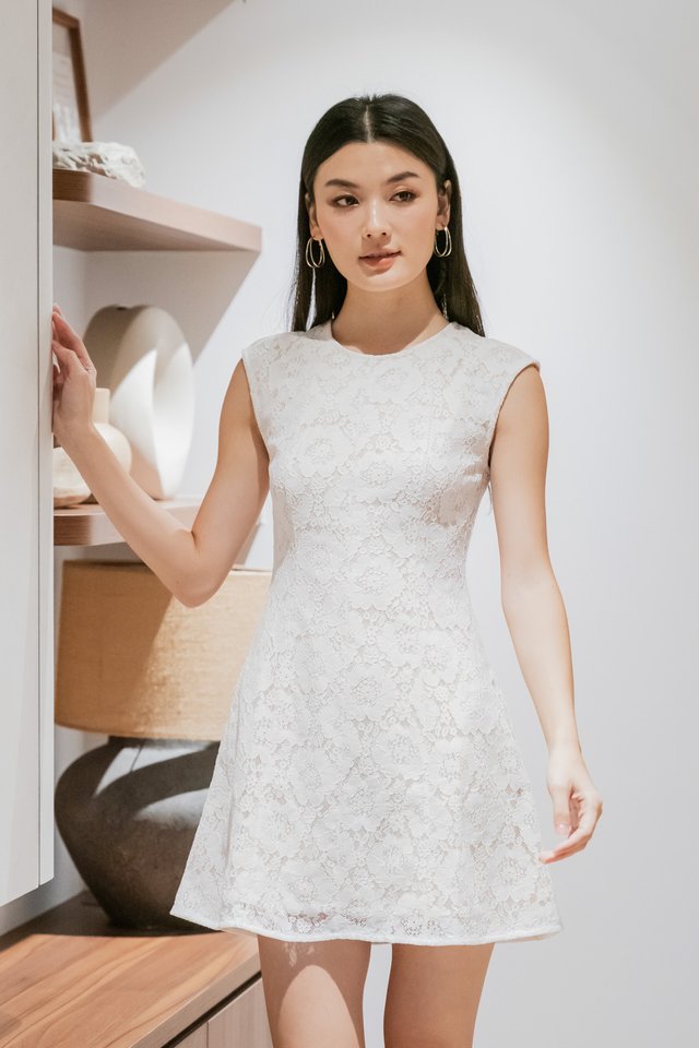 Jubilee Lace Panelled Dress In White