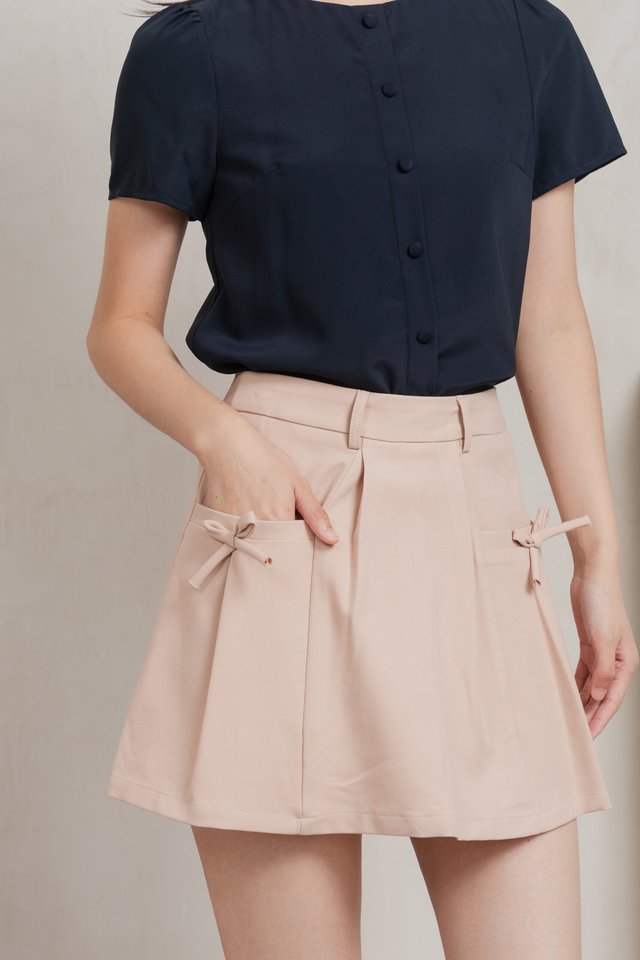 Quaint Coquette Pleated Skort In Dusty Pink