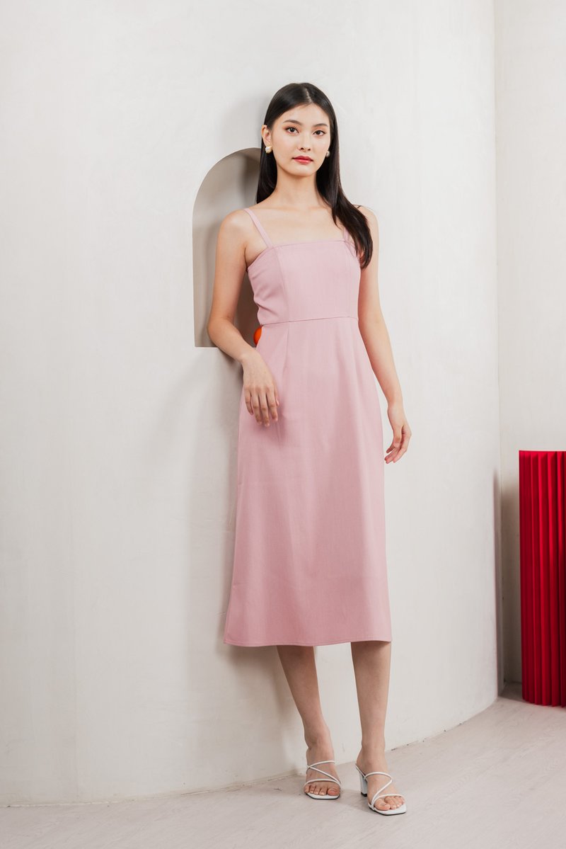 Crest Camisole Midi Dress In Pink