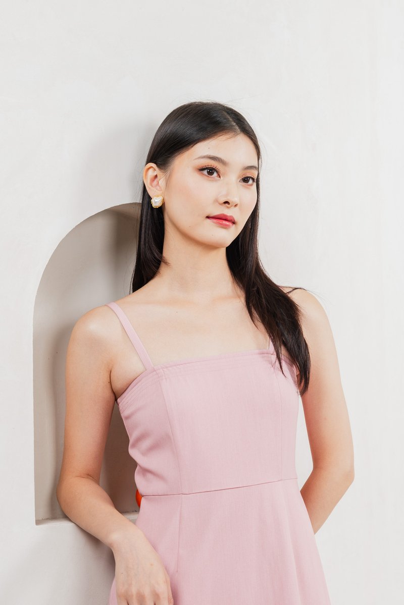 Crest Camisole Midi Dress In Pink