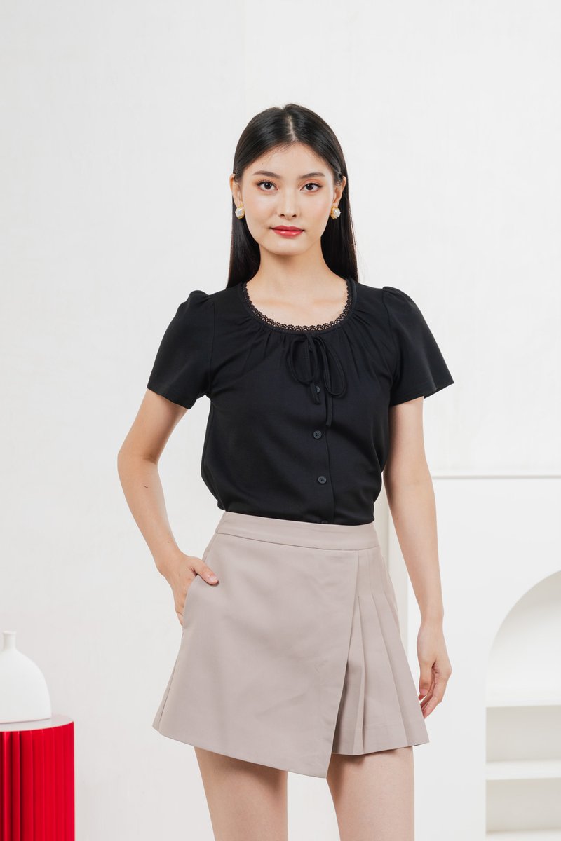 Grand Side Pleat Skort In Dusty Pink