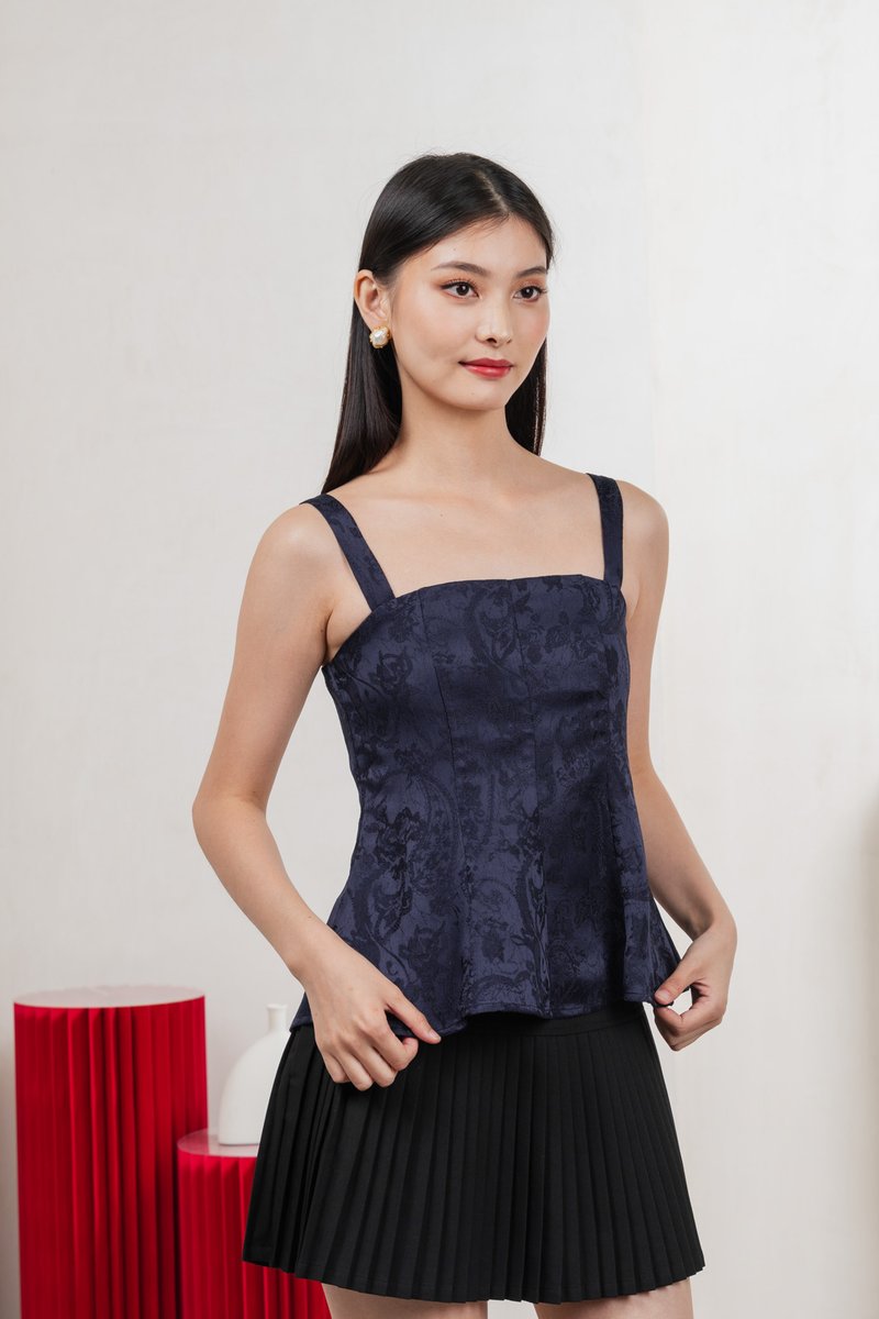 Allure Embossed Top In Navy