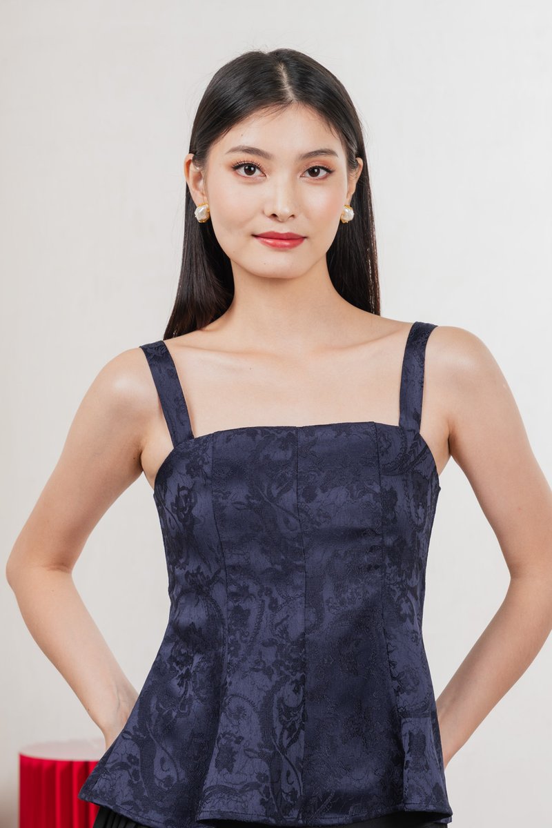 Allure Embossed Top In Navy