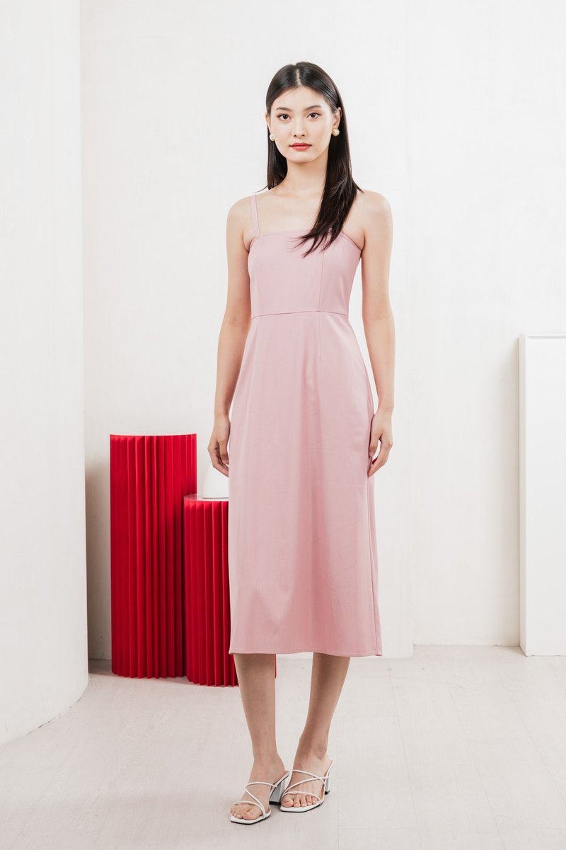 Crest Camisole Midi Dress In Pink