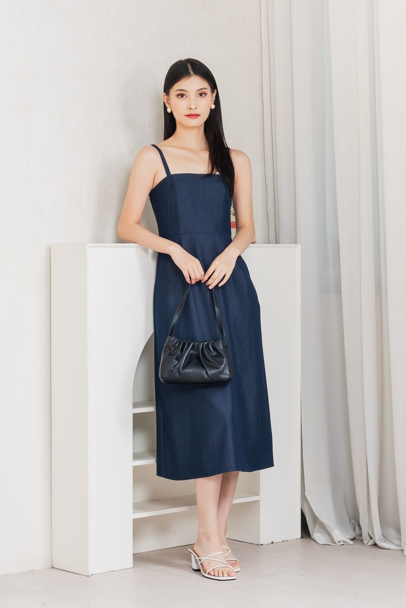 Crest Camisole Midi Dress In Navy