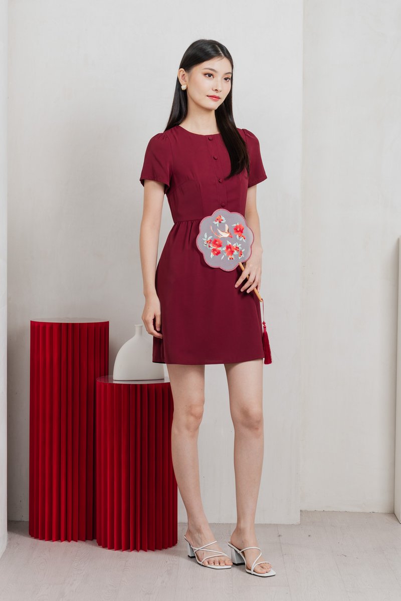 Flawless Buttons Dress In Red