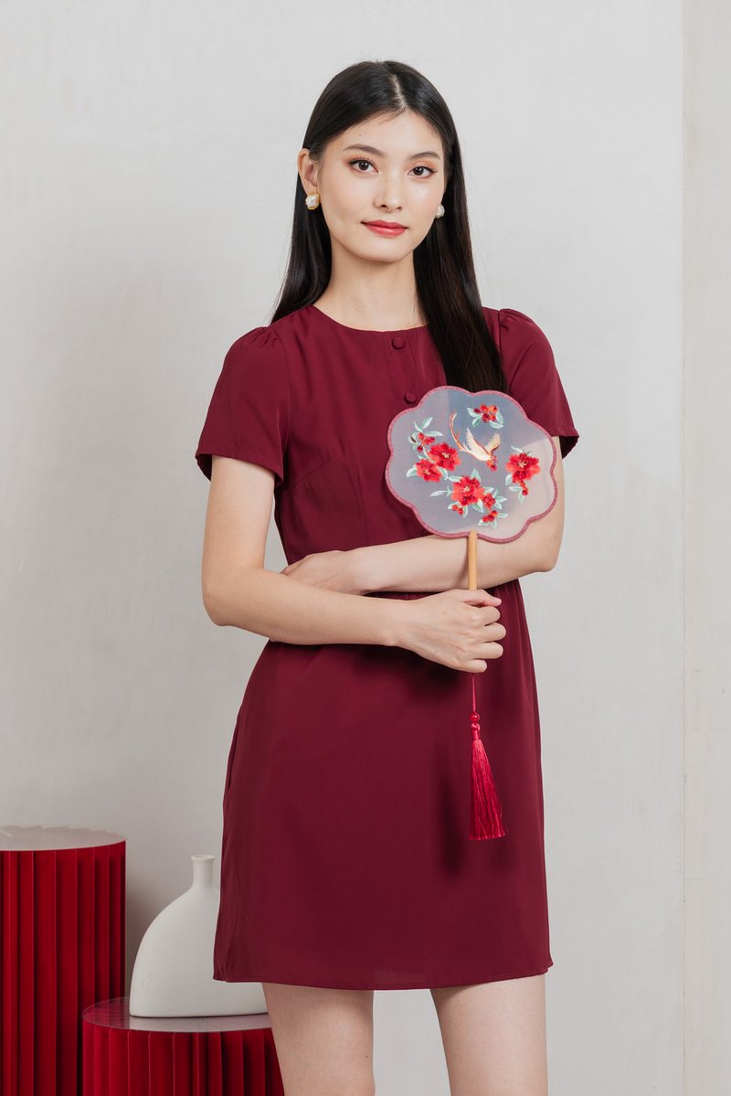Flawless Buttons Dress In Red