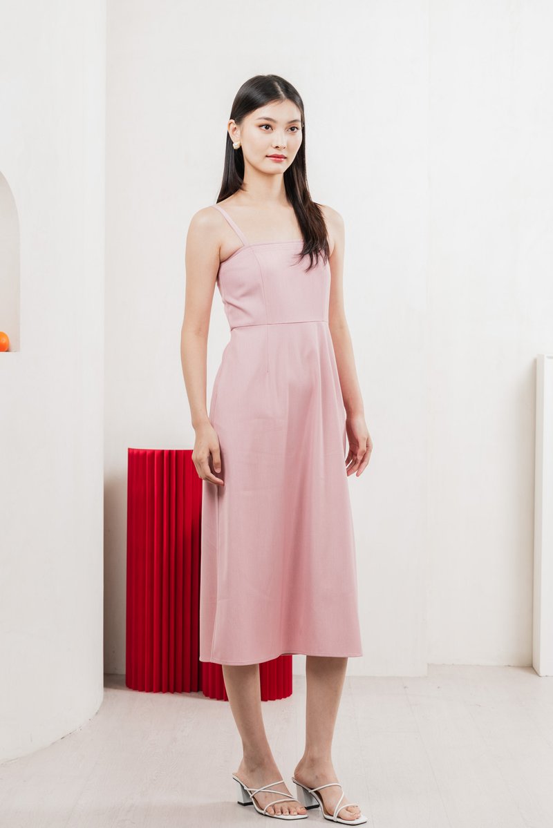 Crest Camisole Midi Dress In Pink