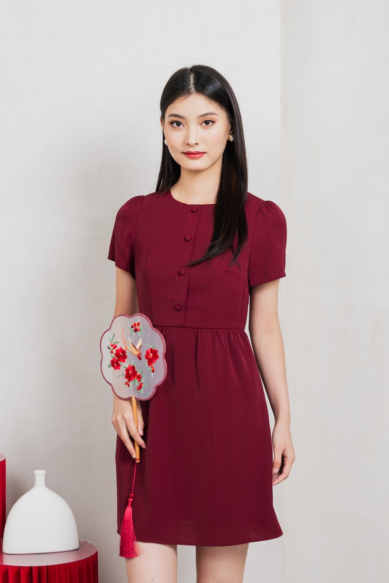 Flawless Buttons Dress In Red