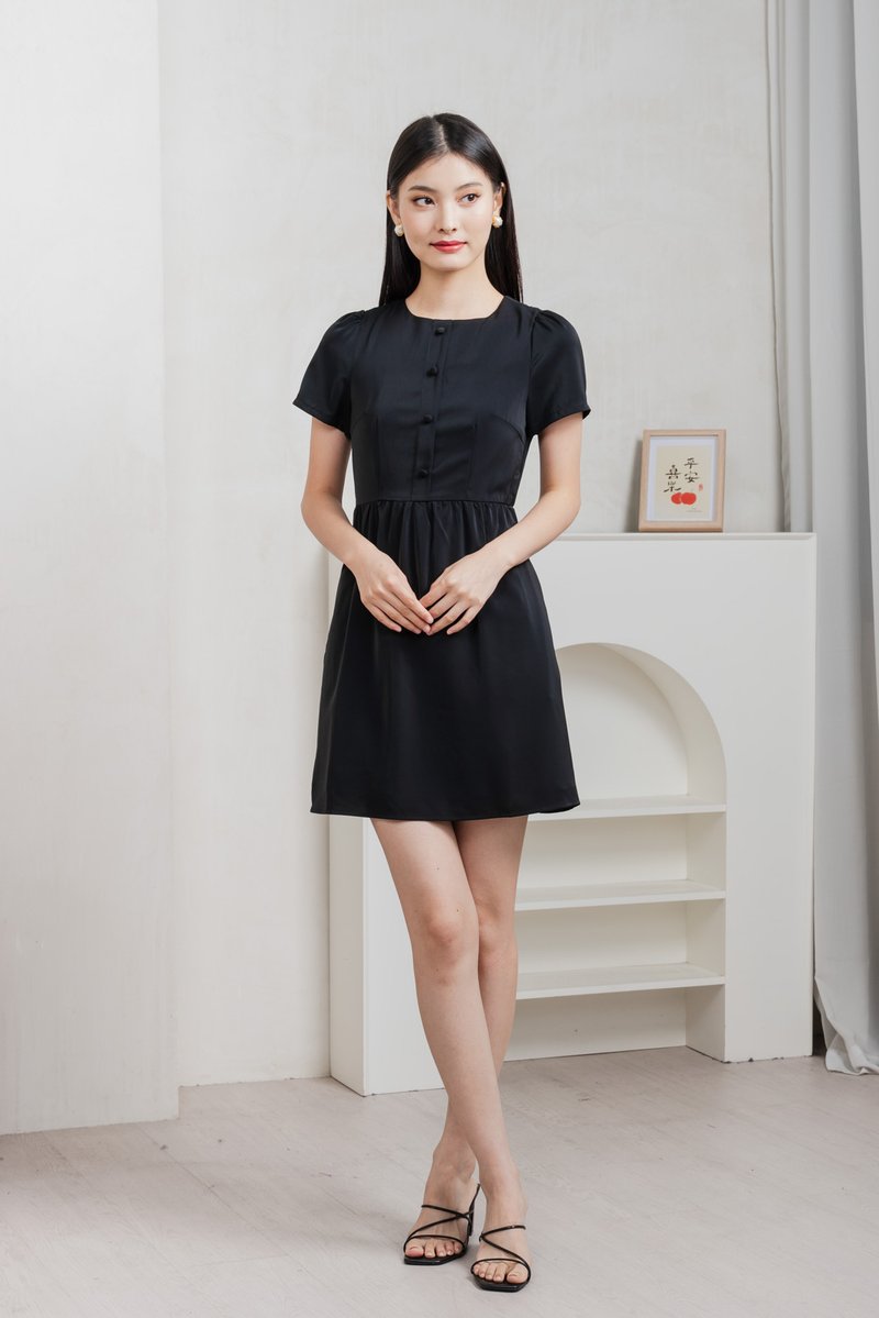 Flawless Buttons Dress In Black