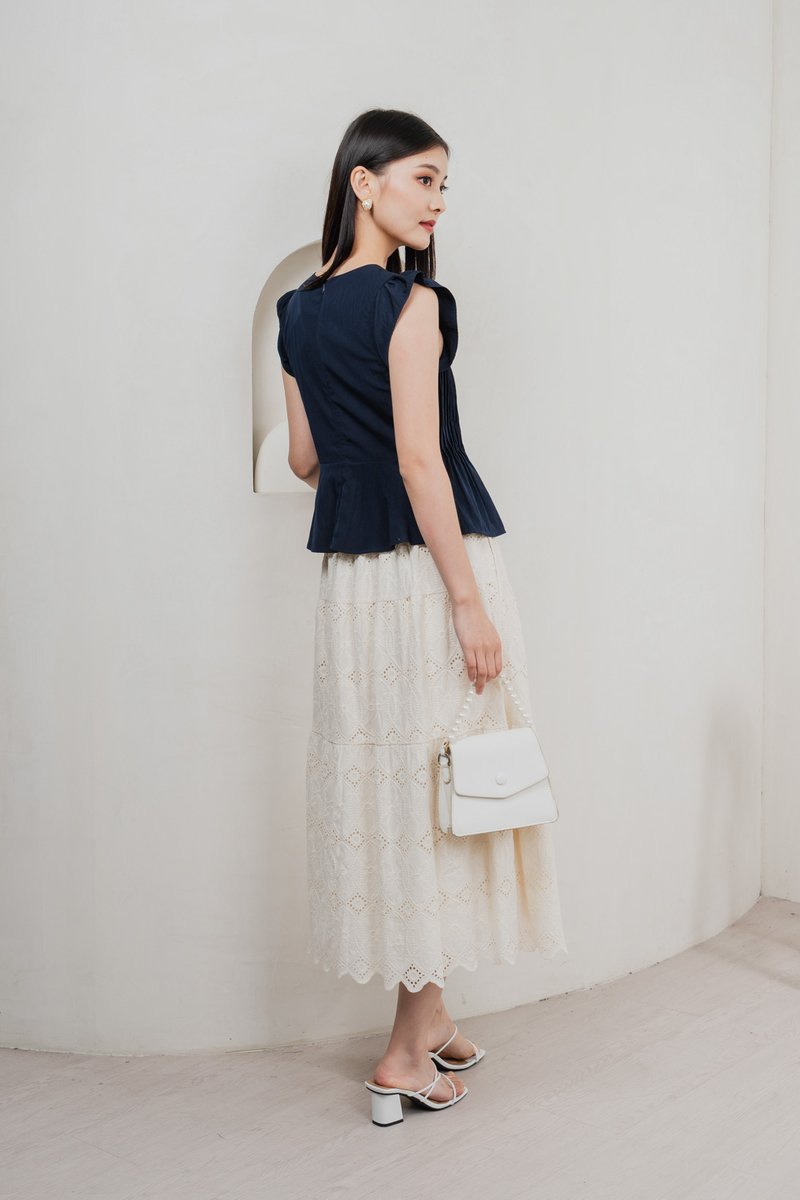 Mayfair Eyelet Midi Skirt In Cream