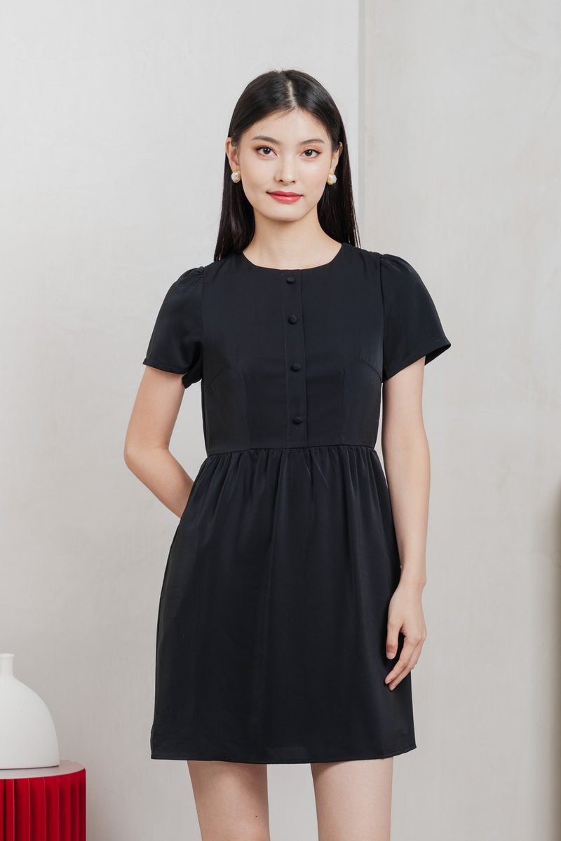 Flawless Buttons Dress In Black