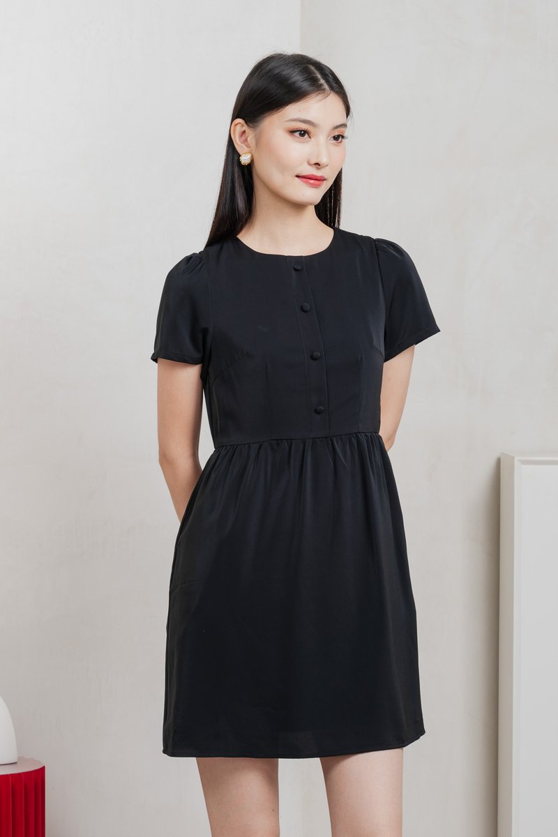 Flawless Buttons Dress In Black