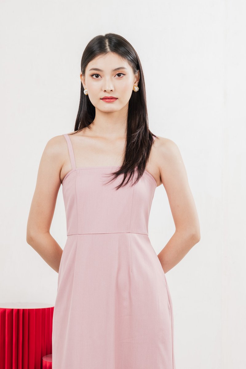 Crest Camisole Midi Dress In Pink